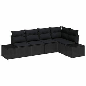 vidaXL Ensemble de canapé de jardin 5 Pièces Noir Poly rotin
