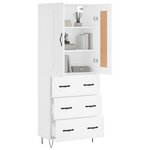 vidaXL Buffet haut Blanc 69 5x34x180 cm Bois d'ingénierie