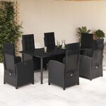 vidaXL Ensemble à manger de jardin coussins 7Pièces Noir Résine tressée