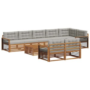 vidaXL Ensemble de canapés d'extérieur 9 Pièces Gris Naturel et Clair