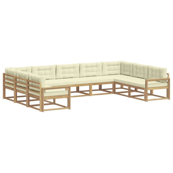 vidaXL Ensemble de canapés d'extérieur 9 Pièces Blanc et crème