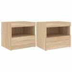 vidaXL Tables de chevet et lumières LED 2 Pièces chêne sonoma 50x40x45 cm