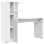vidaXL Bureau avec rangement blanc en bois d'ingénierie