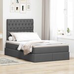 vidaXL Lit de Rangement Gris foncé 120 x 200 cm Cuir synthétique
