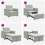 vidaXL Canapé-lit escamotable simple Gris clair 90 x 165 x 87 cm
