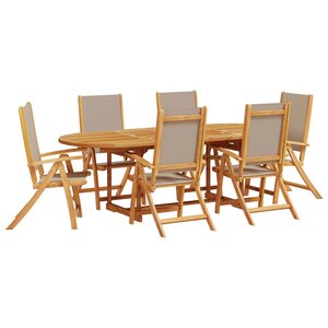 vidaXL Ensemble à manger de jardin 7Pièces bois d'acacia solide textilène