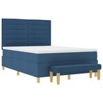 vidaXL Lit à ressorts avec matelas Bleu 140 x 200 cm tissu