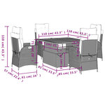 vidaXL Ensemble à manger de jardin coussins 5Pièces Noir Résine tressée