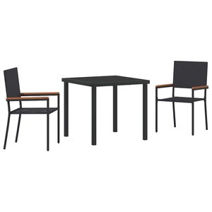 vidaXL Ensemble de salle à manger pour jardin 3 Pièces Noir polyrotin