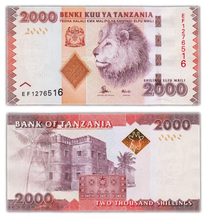 Billet de collection 2000 shilingi 2015 tanzanie - neuf - p42b shillings