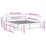 vidaXL Cadre de lit sans matelas avec tête de lit 200x200 cm bois pin