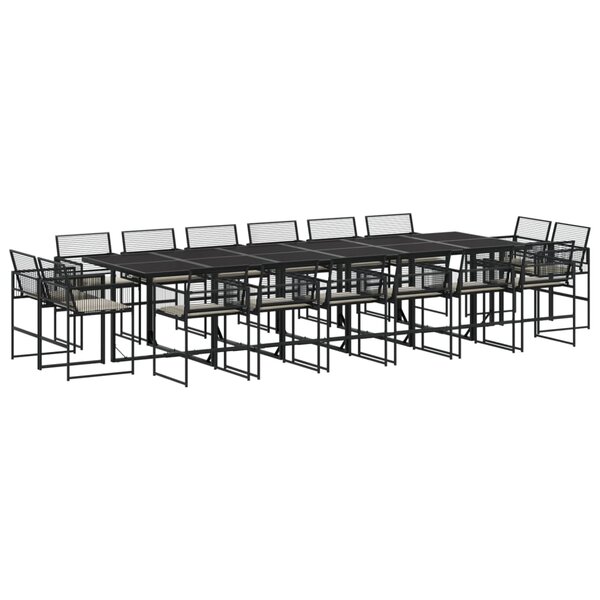 vidaXL Ensemble à manger de jardin 17 Pièces coussins noir résine tressée