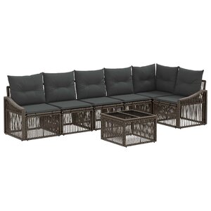 vidaXL Ensemble de canapé de jardin 7 Pièces Gris polyrotin