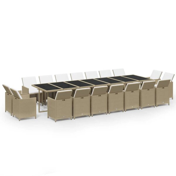 vidaXL Ensemble à dîner de jardin coussins 19 Pièces Résine tressée Beige