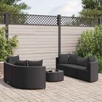 vidaXL Salon de jardin 7 Pièces avec coussins noir résine tressée