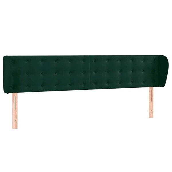 vidaXL Tête de lit avec oreilles Vert foncé 183x23x78/88 cm Velours