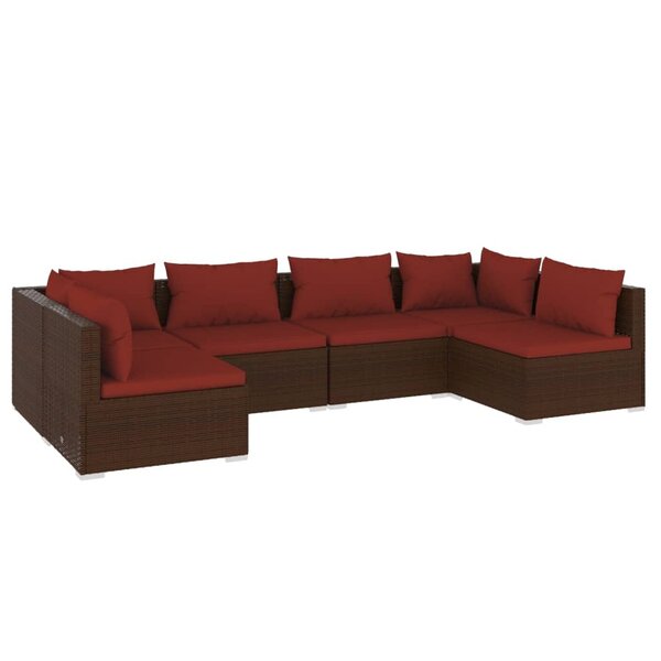 vidaXL Salon de jardin 6 Pièces avec coussins Résine tressée Marron