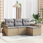 vidaXL Ensemble de canapé de jardin 4 Pièces Beige 55 x 55 x 37cm