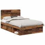 vidaXL Cadre de lit Bois ancien 135 x 190 cm Bois de pin massif