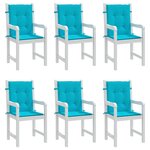 vidaXL Coussins de chaise à dossier bas lot de 6 turquoise tissu