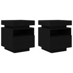 Table de chevet vidaXL avec lumières LED 2 Pièces Chêne noir 40x39x48 5 cm
