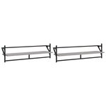 vidaXL Étagères murales avec barres 2 Pièces sonoma gris 100x25x30 cm
