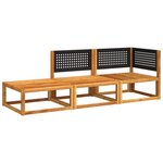 vidaXL Ensemble de canapés de jardin 3 pièces avec coussins en bois d'acacia et rotin