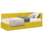 vidaXL Cadre de lit d'angle avec matelas 2 Pièces Jaune Velours