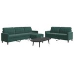 vidaXL Ensemble de canapés 3 Pièces avec coussins Vert foncé Velours