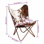 vidaXL Chaise papillon marron et blanc cuir de vache