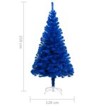 vidaXL Sapin de Noël artificiel pré-éclairé et support bleu 210 cm PVC