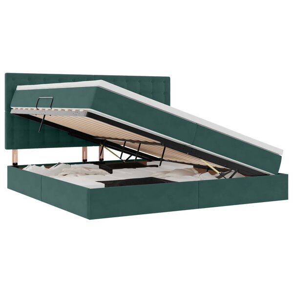 vidaXL Lit avec rangement et matelas Vert foncé 200 x 200 cm Velours