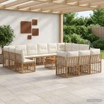 vidaXL Ensemble de canapés d'extérieur 14 pc Blanc Naturel et Crème