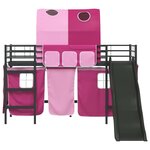vidaXL Lit mezzanine pour enfants Noir et rose 90 x 190 cm Métал