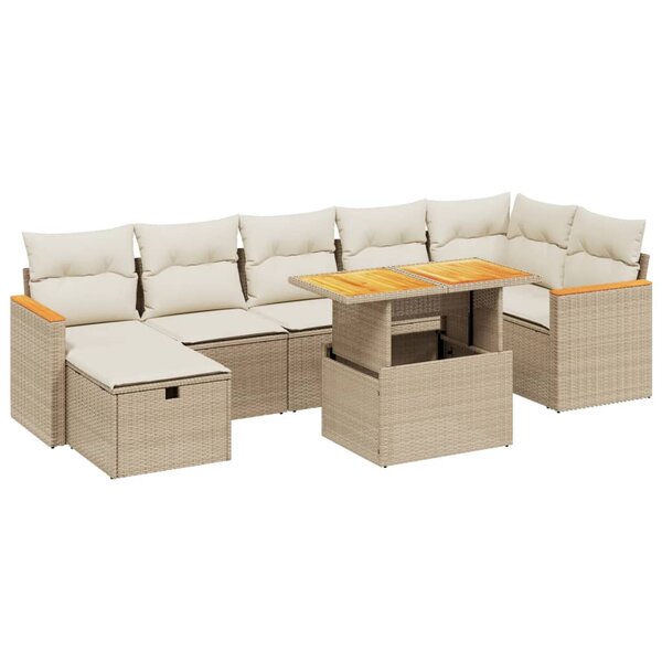 vidaXL Salon de jardin avec coussins 8 Pièces beige résine tressée