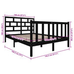 vidaXL Cadre de lit sans matelas noir bois massif 140x190 cm