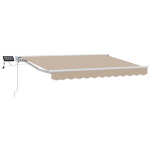 vidaXL Cadre de store manuel avec LEDs Beige et blanc 3 5 x 2 5 m