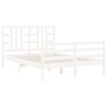 vidaXL Cadre de lit avec tête de lit blanc King Size bois massif