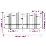 vidaXL Double portail avec haut sous forme de lance 400 x 225 cm