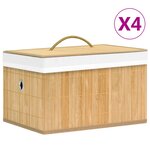 vidaXL Boîtes de rangement en bambou 4 Pièces