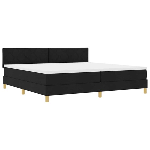 vidaXL Lit avec sommier avec matelas & LED Noir 200x200 cm Tissu