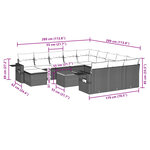 vidaXL Salon de jardin avec coussins 13 Pièces gris résine tressée