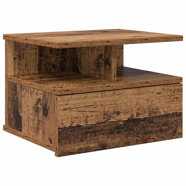 vidaXL Table de nuit flottante avec tiroir Bois ancien 40 x 31 x 27 cm