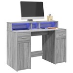 vidaXL Bureau et lumières LED sonoma gris 120x55x91cm bois ingénierie