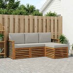 vidaXL Ensemble de canapés d'extérieur 4 pc Naturel et gris clair