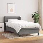 vidaXL Sommier à lattes de lit et matelas Gris foncé 90x190 cm Tissu