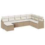 vidaXL Ensemble de canapé de jardin 8 Pièces Beige  blanc Poly rotin