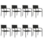 vidaXL Ensemble à manger de jardin 9 Pièces noir résine tressée et acier