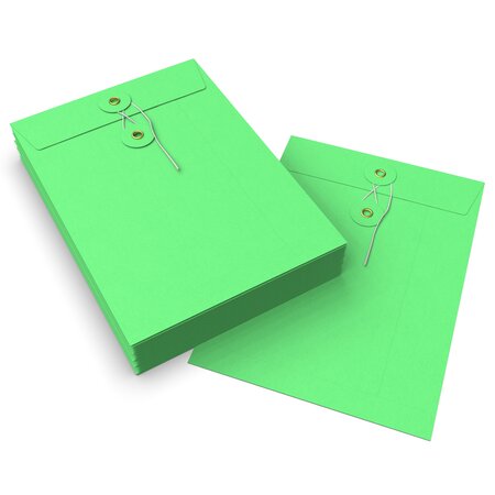 Lot de 10 enveloppes verte à rondelle et ficelle 229x162