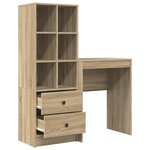 vidaXL Bureau avec tiroir avec étagère 2 Pièces Chêne Sonoma